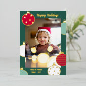 Rouge Vert blanc Noël Baubles Joyeuses Vacances (Debout devant)