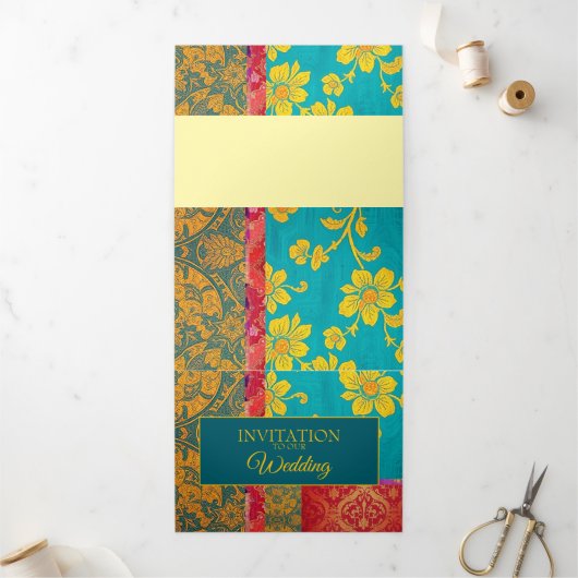 Rouge vert couleur ORIENTAL - Carte d'invitation (Extérieur)