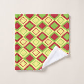 Rouge vert diamant géométrique (Gant de toilette)