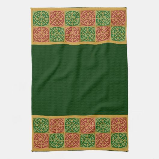 Rouge Vert Fleur de Lis Serviette Motif de vacance (Vertical)