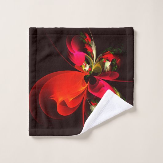 Rouge Vert Floral Moderne Art Abstrait Motif #02 (Gant de toilette)
