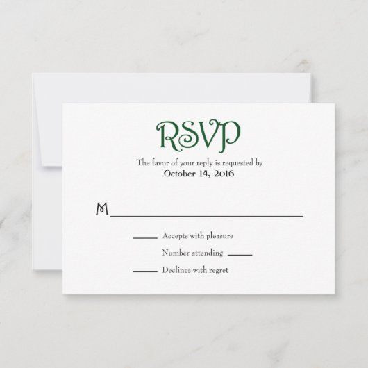Rouge Vert foncé Blanc Plaine Simple Mariage Carte (Devant)