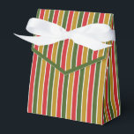 Rouge, Vert, Gold Stried<br><div class="desc">Ballotin rayé rouge,  vert et or avec cravate ruban. Parfait pour tous les thèmes de décoration cadeau; simple/minimaliste à maximaliste en fonction des agréments supplémentaires.</div>