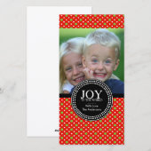 Rouge Vert "JOIE AU MONDE" Carte photo de vacances (Devant / Derrière)