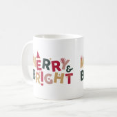 Rouge vert joyeux et brillant café de Noël Mug (Devant gauche)