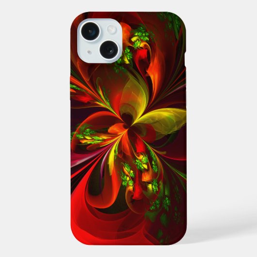 Rouge vert moderne Floral Abstrait Art Motif #05 (Verso)