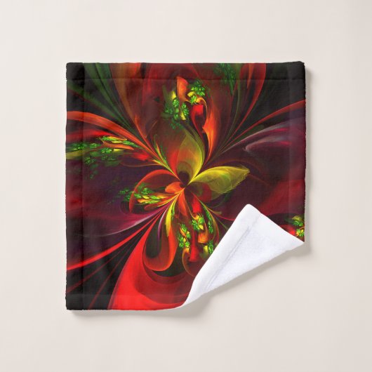 Rouge vert moderne Floral Abstrait Art Motif #05 (Gant de toilette)