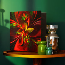 Rouge vert moderne Floral Abstrait Art Motif #05
