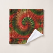 Rouge Vert & Or Jeu de Noël teint Dye Monogramme (Gant de toilette)