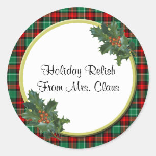Rouge vert Plaid avec Stickers Holly Custom Holida