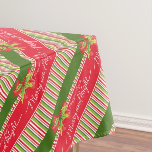 Rouge vert rayé saint joyeux nappe brillante (In Situ)