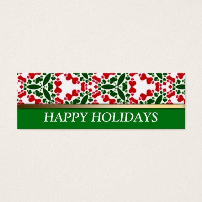 Rouge + Vert Tri Coeurs Mini Taille Cartes de Noël (Devant)