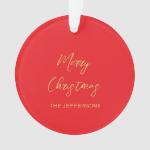 Rouge vif et couleurs or Joyeux Noël recto verso