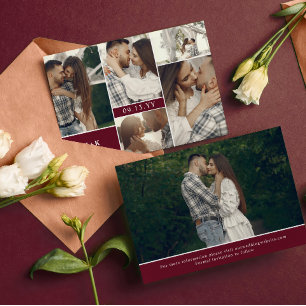 Rouge Vin Moderne Initiales & Photos Save the Date