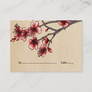 Rouge Vintage Cerisier Fleurs Cartes de Place
