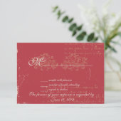 Rouge vintage mariage damassé RSVP (Debout devant)