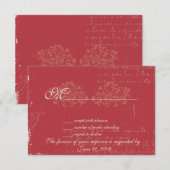 Rouge vintage mariage damassé RSVP (Devant / Derrière)