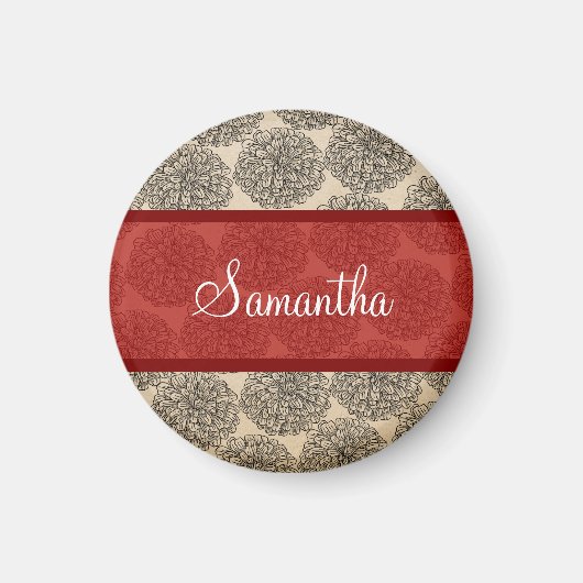 Rouge Vintage Zinnia Magnet (Devant)