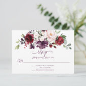 Rouge violet blanc vert calligraphie florale RSVP (Debout devant)