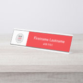 Rouge Votre Logo Bureau Moderne Nom Plaque (Devant)