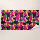 Rouge Watermelon Lémons Jaunes Serviette de plage  (Devant)