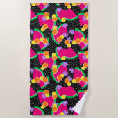 Rouge Watermelon Lémons Jaunes Serviette de plage  (Devant)