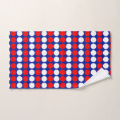 Rouges Blancs Points Modernes sur Fond Bleu avec R (Serviette à main)
