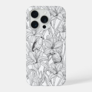 Rouges-gorges et fleurs de lys, noir et blanc