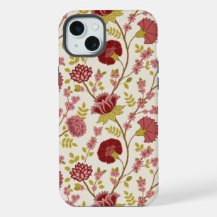Rouges Roses Or Crème Grand Motif Floral Jacobéen