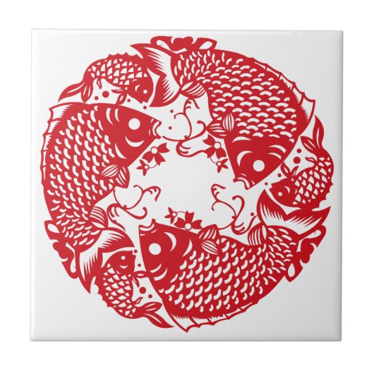 Rouges Whirling Koi Carp Poisson Groupe Carreaux c (Devant)