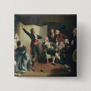 Rouget de Lisle zingt de Marseillaise Vierkante Button 5,1 Cm