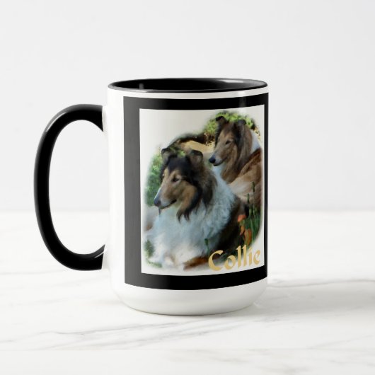 Rough Collie Art Cadeaux Mugs (Gauche)