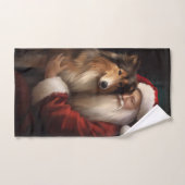 Rough Collie Avec Noël Festif Du Père Noël (Serviette à main)