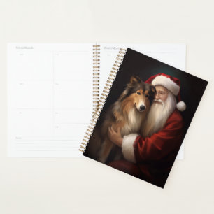 Rough Collie Avec Noël Festif Du Père Noël