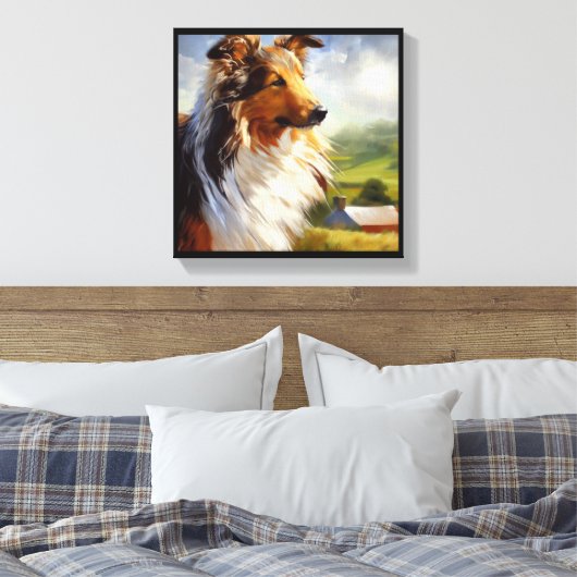 Rough Collie Dog Canvas Afdruk (Insitu (Slaapkamer))