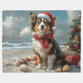 Rough Collie Dog Christmas  Beach Fleece Deken (Voorkant (Horizontaal))