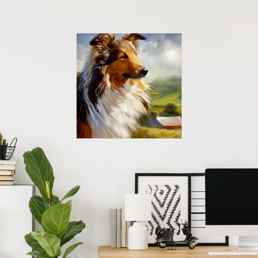 Rough Collie Dog Poster (Thuiskantoor)