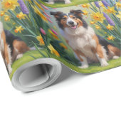Rough Collie Dog Spring Bloemen Schilderen Cadeaupapier (Rol Hoek)