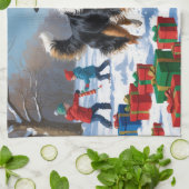 Rough Collie Hardlopen in Sneeuw Met Kerst Pet Theedoek (Gevouwen)