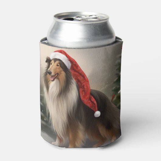 Rough Collie Hond in Sneeuw Kerstmis Blikjeskoeler (Blikje Voorkant)