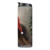 Rough Collie Hond in Sneeuw Kerstmis Thermosbeker (Geroteerd rechts)