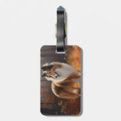 Rough Collie in Autumn Leaves Herfst Inspire Bagagelabel (Achterkant verticaal)