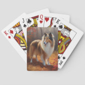 Rough Collie in Autumn Leaves Herfst Inspire Pokerkaarten (Achterkant)