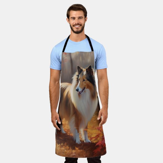 Rough Collie in Autumn Leaves Herfst Inspire Schort (Gedragen)