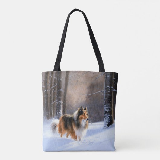 Rough Collie liet het sneeuwen Kerstmis Draagtas (Achterkant)