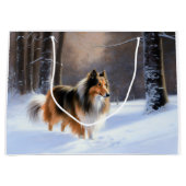 Rough Collie liet het sneeuwen Kerstmis Groot Cadeauzakje (Voorkant)