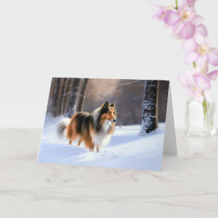 Rough Collie liet het sneeuwen Kerstmis Kaart
