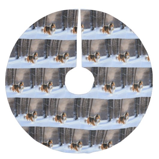 Rough Collie liet het sneeuwen Kerstmis Kerstboom Rok (Voorkant)