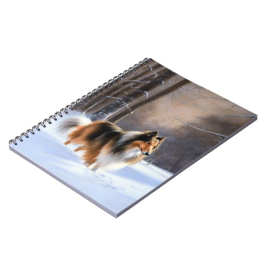 Rough Collie liet het sneeuwen Kerstmis Notitieboek (Linkerzijde)