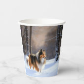 Rough Collie liet het sneeuwen Kerstmis Papieren Bekers (Voorkant)